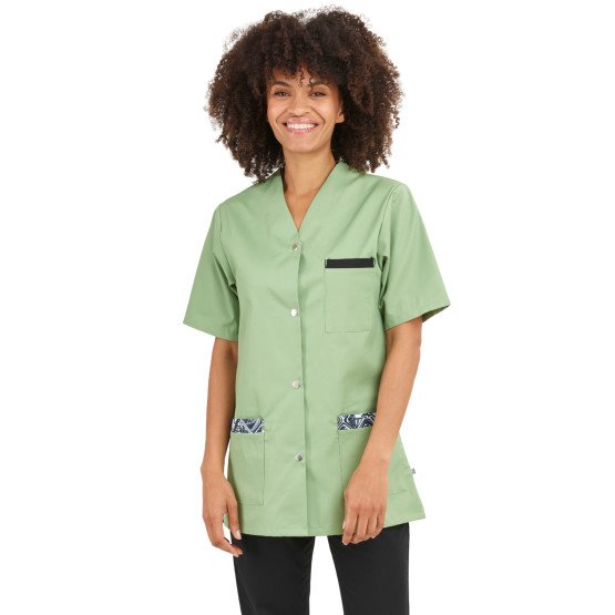 SAUGE/WAX - Tunique professionnelle de travail blanche à manches courtes femme infirmier auxiliaire de vie médical aide a domic