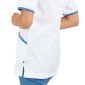 BLANC/BLEU - Tunique professionnelle de travail blanche à manches courtes femme aide a domicile infirmier auxiliaire de vie méd