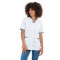 BLANC/BLEU - Tunique professionnelle de travail blanche à manches courtes femme aide a domicile infirmier auxiliaire de vie méd