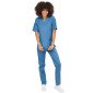 BLEU - Tunique professionnelle de travail blanche à manches courtes mixte aide a domicile infirmier auxiliaire de vie médical