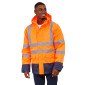 ORANGE/MARINE - Parka Haute visibilité 4 en 1 professionnelle de travail homme transport artisan manutention chantier