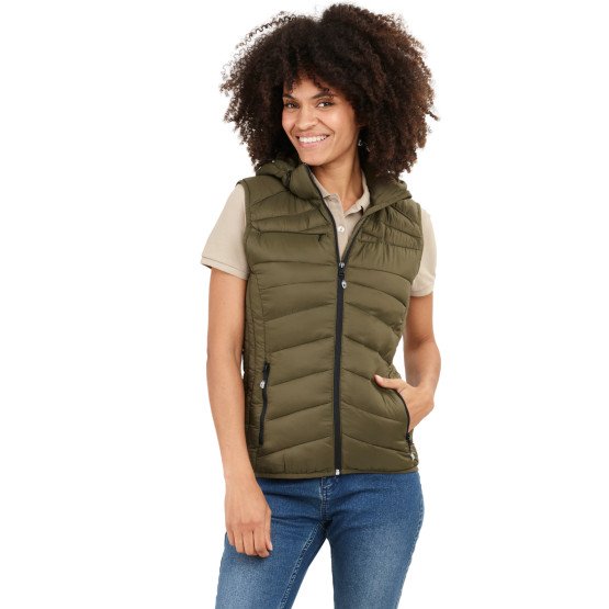 KAKI - Gilet de travail professionnel sans manches femme logistique chantier manutention artisan