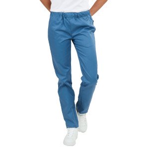 BLEU - Pantalon élastiqué professionnel de travail mixte infirmier aide a domicile médical auxiliaire de vie