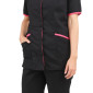 NOIR/FUCHSIA - Tunique professionnelle de travail blanche à manches courtes femme auxiliaire de vie médical aide a domicile inf
