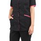NOIR/FUCHSIA - Tunique professionnelle de travail blanche à manches courtes femme auxiliaire de vie médical aide a domicile inf