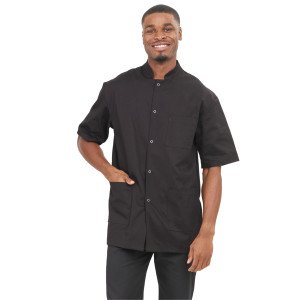 NOIR - Veste professionnelle de travail à manches courtes 100% coton mixte aide a domicile médical auxiliaire de vie infirmier