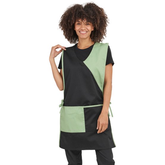 NOIR/SAUGE - Chasuble tablier blouse professionnel femme menage aide a domicile entretien auxiliaire de vie