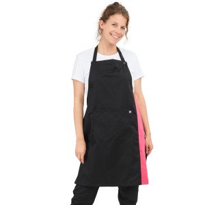 NOIR/FUCHSIA - Tablier de cuisine professionnel noir femme serveur restaurant restauration hôtel
