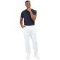 BLANC - Pantalon élastiqué professionnel de travail mixte auxiliaire de vie médical aide a domicile infirmier