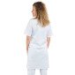 BLANC/WAX - Blouse professionnelle de travail blanche à manches courtes femme menage aide a domicile entretien auxiliaire de vi