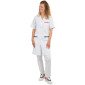 BLANC/WAX - Blouse professionnelle de travail blanche à manches courtes femme menage aide a domicile entretien auxiliaire de vi
