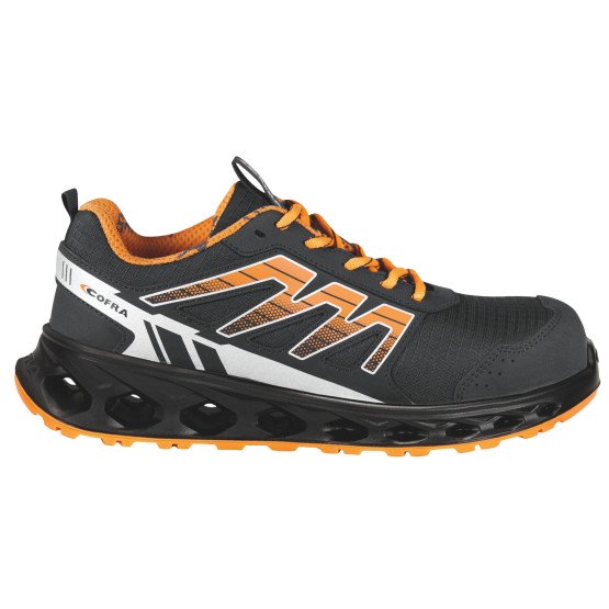 NOIR/ORANGE - Chaussure de sécurité S3S professionnelle de travail noire EN ISO 20345 S3S mixte transport chantier manutention 