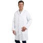 BLANC - Blouse coton à pressions professionnelle de travail blanche à manches longues 100% coton homme menage médical entretien