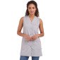 GRIS/ROSE - Blouse professionnelle de travail blanche sans manches femme entretien aide a domicile menage auxiliaire de vie