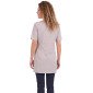 GRIS/ROSE - Blouse professionnelle de travail blanche à manches courtes femme