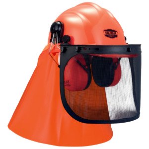 ORANGE - Casque professionnel de travail polypropylène moulée Écran facial : EN 1731 : 2006 / EPI de Cat. II mixte foyer école c