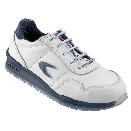 BLANC - Tennis de sécurité S3 professionnelle de travail blanche en cuir ISO EN 20345 S3 mixte artisan entretien chantier menage
