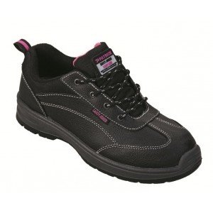 NOIR - Chaussure de sécurité S3 professionnelle de travail noire en cuir ISO EN 20345 S3 femme chantier entretien artisan menage