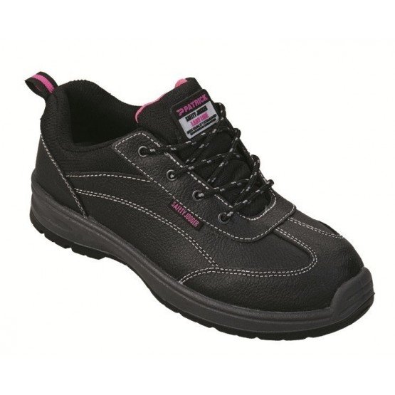 NOIR - Chaussure de sécurité S3 professionnelle de travail noire en cuir ISO EN 20345 S3 femme artisan entretien chantier menage