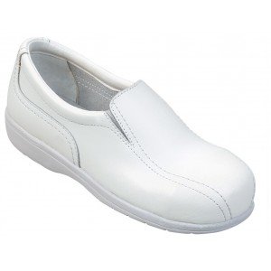 BLANC - Chaussure de cuisine de sécurité S1 professionnelle de travail blanche en cuir ISO EN 20345 SB femme hôtel restauration