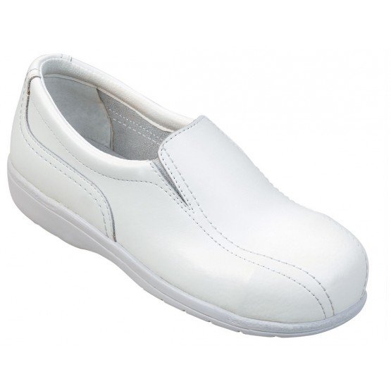 BLANC - Chaussure de cuisine de sécurité S1 professionnelle de travail blanche en cuir ISO EN 20345 SB femme hôtel serveur resta