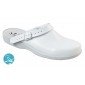 BLANC - Sabot professionnel de travail blanc noir en cuir EN ISO 20347 mixte médical aide a domicile infirmier auxiliaire de vie