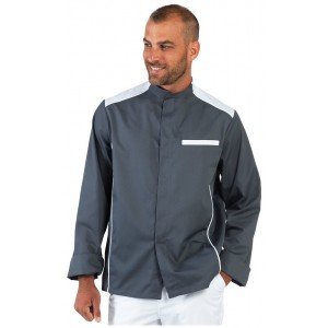 ARDOISE/BLANC - Veste de cuisine professionnelle de travail à manches longues homme - PROMO restaurant hôtel serveur restauratio