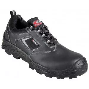 NOIR - Chaussure de sécurité S3 professionnelle de travail noire en cuir EN ISO 20345 S3 homme manutention chantier logistique a