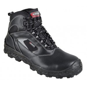 NOIR - Chaussure haute de sécurité S3 professionnelle de travail noire en cuir EN ISO 20345 S3 homme transport chantier manutent