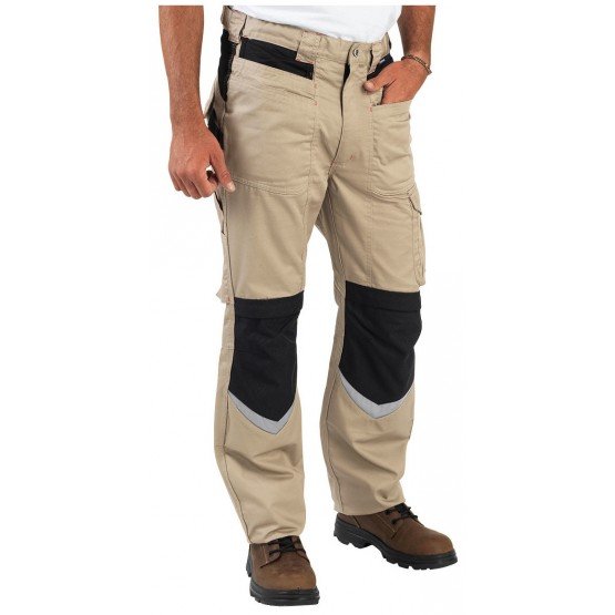 BEIGE/NOIR - Pantalon de travail professionnel homme manutention artisan logistique chantier
