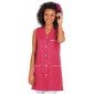 FUCHSIA/BLANC - Blouse professionnelle de travail blanche sans manches femme aide a domicile entretien auxiliaire de vie menage