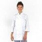 BLANC - Veste de cuisine professionnelle de travail à manches ¾ 100% coton femme - PROMO restaurant restauration hôtel cuisine
