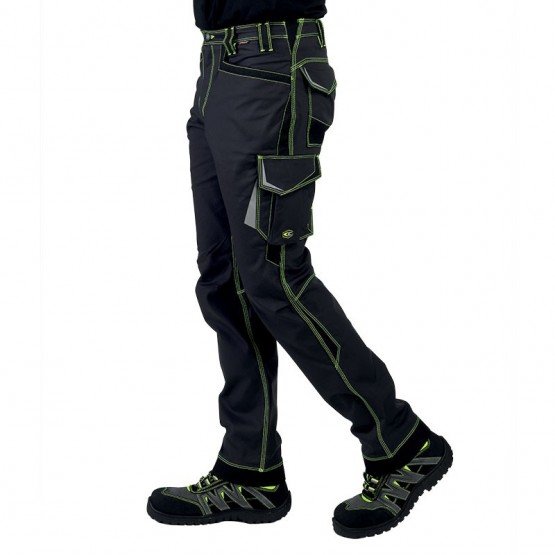 GRIS/FLUO - Pantalon de travail professionnel homme manutention chantier logistique artisan