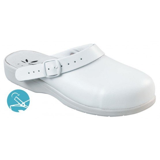 Sabot de sécurité professionnel de travail blanc en cuir EN ISO