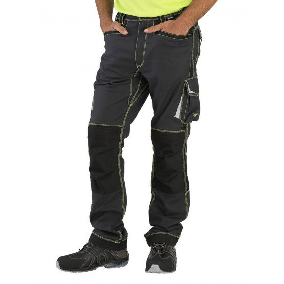 GRIS/FLUO - Pantalon de travail professionnelle homme logistique chantier transport artisan