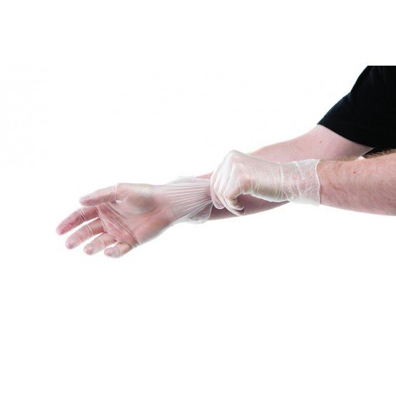 Gants en vinyle jetables - Transparent - Moyen - Boîte de 100