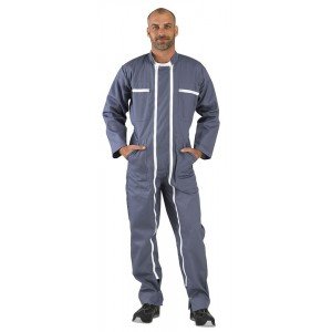 GRIS - Combinaison double fermeture professionnelle de travail homme transport chantier logistique artisan