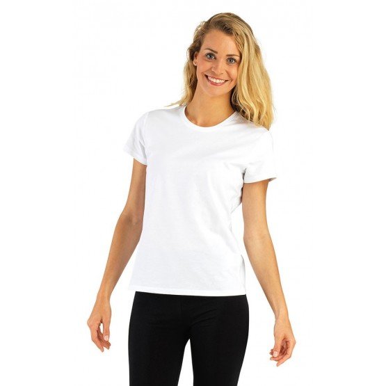 BLANC - Tee-shirt professionnel de travail à manches courtes 100% coton femme aide a domicile médical auxiliaire de vie infirmie