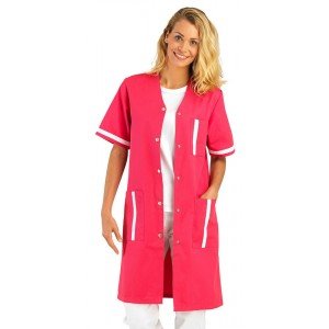 ARDOISE/BLANC - Blouse professionnelle de travail blanche à manches courtes femme - PROMO école menage crèche entretien