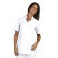 BLANC - Tunique professionnelle de travail blanche à manches courtes femme - PROMO aide a domicile infirmier auxiliaire de vie m