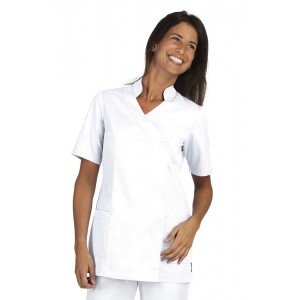 PAPAYE - Tunique professionnelle de travail blanche à manches courtes femme - PROMO aide a domicile infirmier auxiliaire de vie 