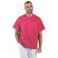 FUCHSIA - Tunique professionnelle de travail blanche à manches courtes homme - PROMO coiffeur infirmier esthéticienne médical