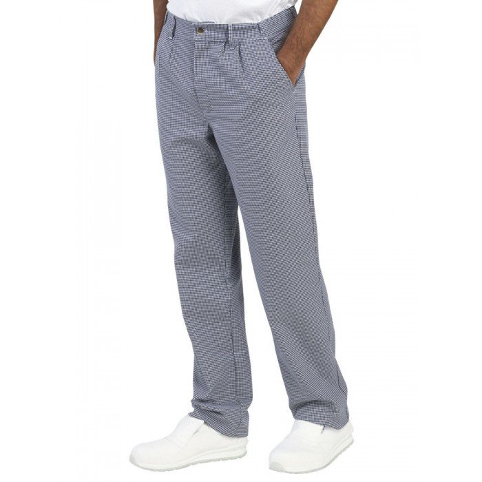 Pantalon de cuisine homme imprimé vichy bleu et blanc - Pantalons