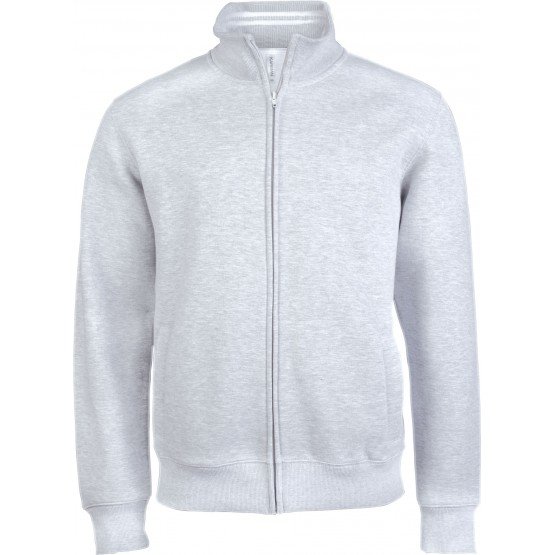 GRIS - Veste molleton professionnelle de travail à manches longues 80% coton peigné / 20% polyester "LSF". Molleton gratté et