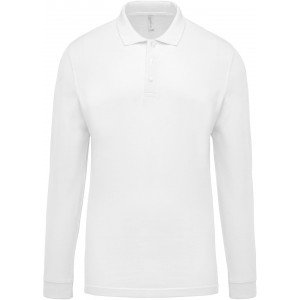 BLANC - Polo ML coton pk 220g professionnel de travail 100% coton peigné - maille piqué (Gris chiné : 90% coton / 10% viscose) h