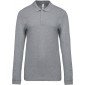 GRIS - Polo ML coton pk 220g professionnel de travail 100% coton peigné - maille piqué (Gris chiné : 90% coton / 10% viscose) ho