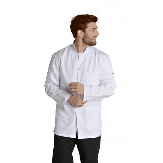 BLANC - Veste de cuisine mixte professionnelle de travail à manches transformables mixte - PROMO cuisine restauration restaurant