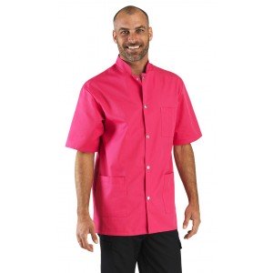 FUCHSIA - Veste col officier professionnelle de travail à manches courtes mixte - PROMO infirmier entretien médical menage