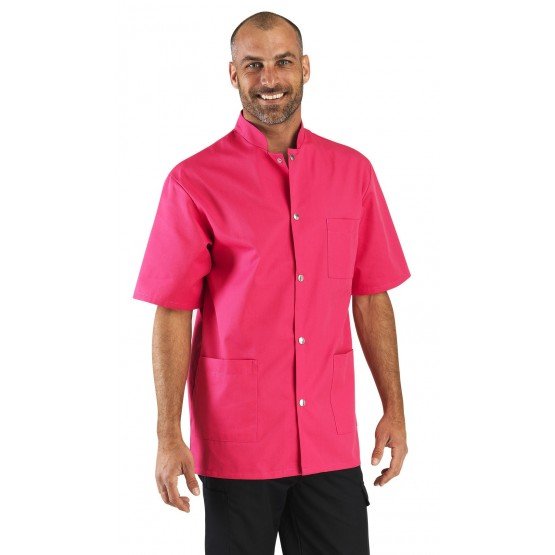 FUCHSIA - Veste col officier professionnelle de travail à manches courtes mixte - PROMO infirmier menage médical entretien