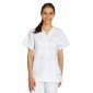 BLANC - Tunique professionnelle de travail blanche à manches courtes mixte infirmier aide a domicile médical auxiliaire de vie